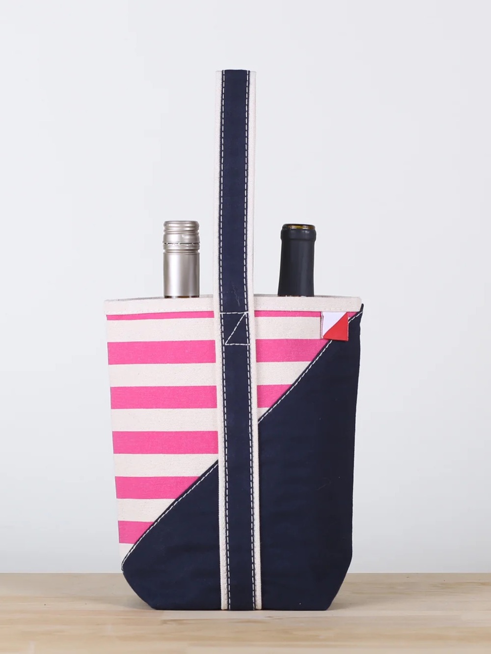 NWT ShoreBags Contemporary Double Wine Tote Canvas Boat Bottle Bag Carrier